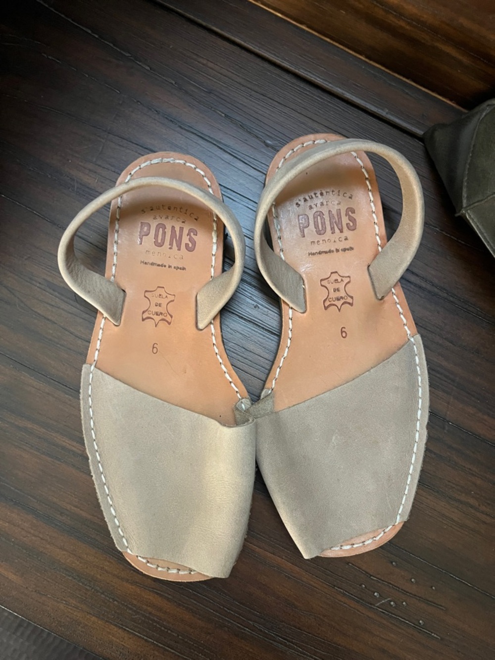 PONS Women's Taupe Leather Avarca Sandals